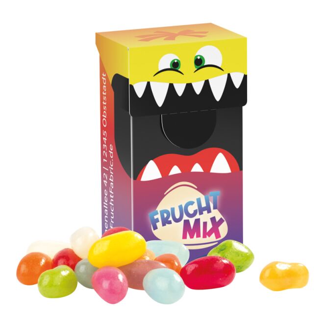 Streuartikel Slim Box mini – bonbons – mit individueller Banderole in der Box für Messen und Events für potenzielle Kunden und Partner
