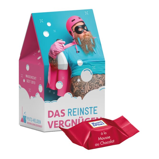 Premium-Werbeartikel Ritter SPORT Schokowürfel – schokolade – mit individuellem Werbeaufdruck für Geschäftspartner und Mitarbeiter