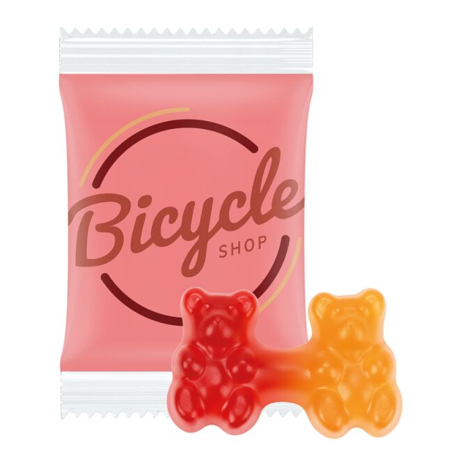 Streuartikel Trolli Team Gummibärchen – bunt gemischt – mit bedrucktem Etikett 6,5 g ideal als Werbemittel auf Messen für potenzielle Kunden