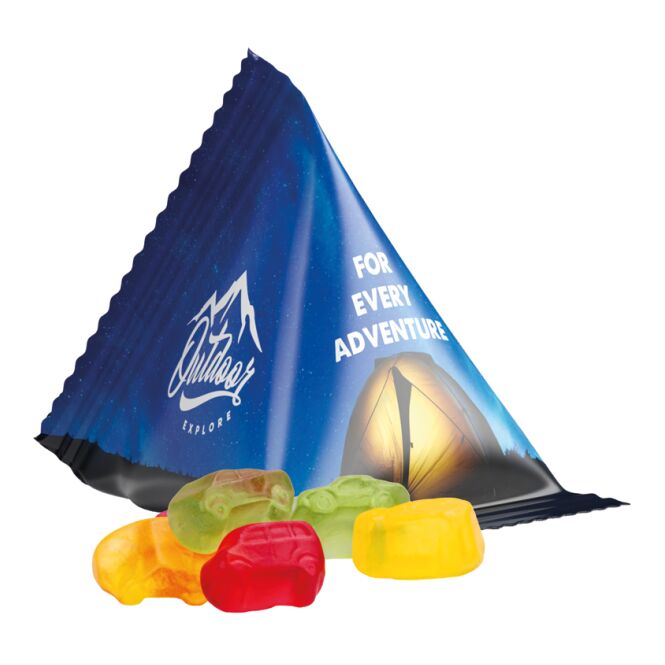 Streuartikel Trolli Fruchtgummi Standardformen – weiss – mit Logo bedruckt 15 g für den Einsatz als Werbemittel auf Messen und Firmen-Events