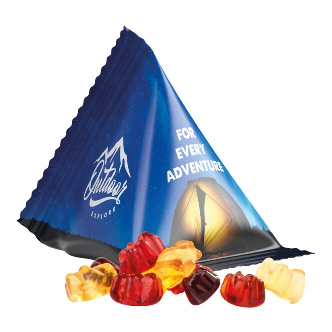 Streuartikel Trolli Gummibärchen Tetraeder – weiss – mit Logo bedruckt 15 g für Messen und Events als Werbemittel für potenzielle Kunden