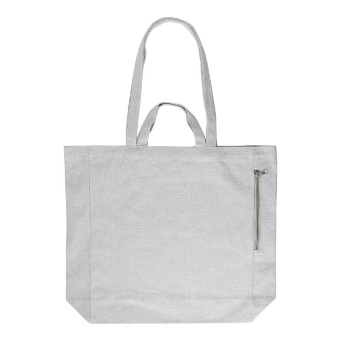 Mitarbeitergeschenk Einkaufstasche Bennett – grau – mit Logo bedruckt aus recycelter Baumwolle, nachhaltiger Shopper für CSR-Promotions