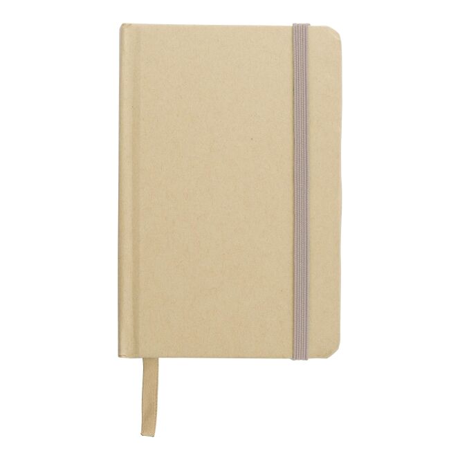 Firmengeschenk Notizbuch John – beige – mit individuellem Werbedruck aus recyceltem Karton A6 160 Seiten nachhaltiges Journal