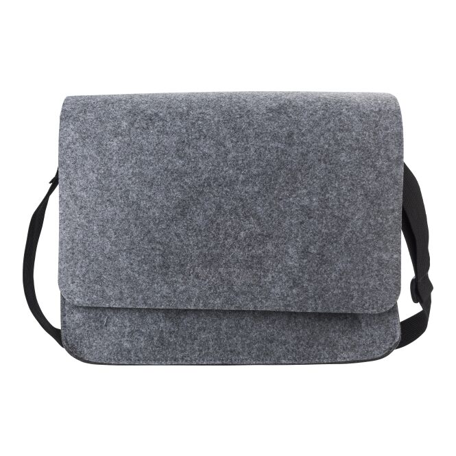 Mitarbeitergeschenk Laptoptasche Layla RPET-Filz – grau – mit Logo bedruckt für 15 Zoll Notebooks für das Mitarbeiter-Onboarding