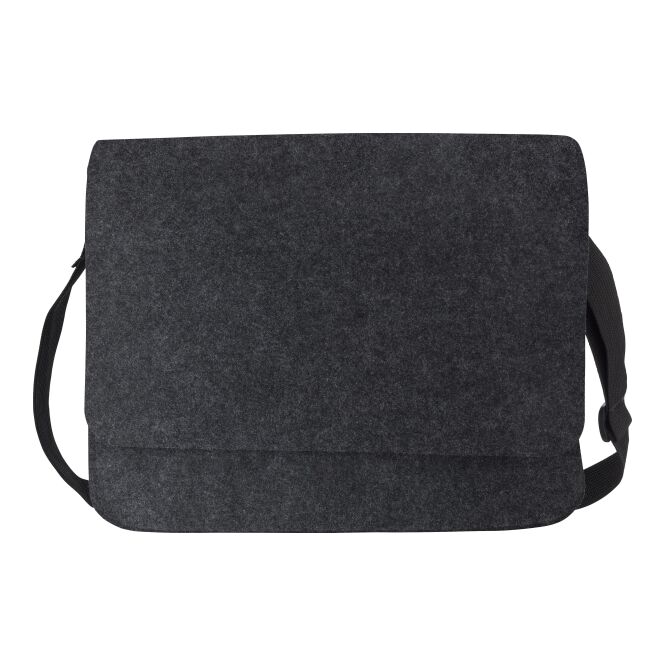 Mitarbeitergeschenk Laptoptasche Layla aus nachhaltigem RPET-Filz – dunkelgrau – mit Logo bedruckt für 15 Zoll Notebooks Büroausstattung