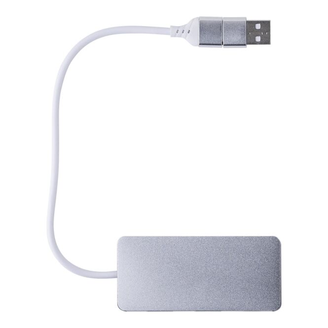 Kundengeschenk USB-Hub Layton FC-15 – silber – mit Gravur für die Büroausstattung mit 3 Anschlüssen USB-A und USB-C