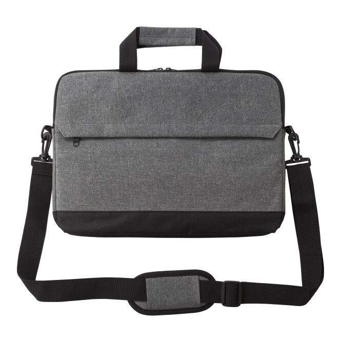 Mitarbeitergeschenk Laptop-Tasche Seraphina – grau – mit Logo bedruckt für 15 Zoll Notebooks für das Mitarbeiter-Onboarding