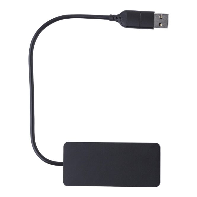 Kundengeschenk USB-Hub Layton – schwarz – mit Gravur mit 3 Anschlüssen (USB-A/USB-C) für das Homeoffice
