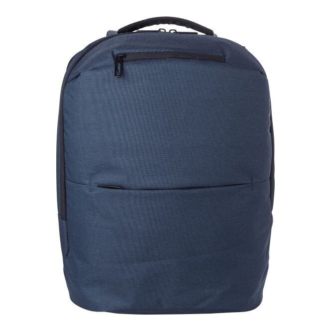 Werbeartikel Laptop-Rucksack Nicolas – blau – mit Logo bedruckt für das Mitarbeiter-Onboarding und die professionelle Büroausstattung