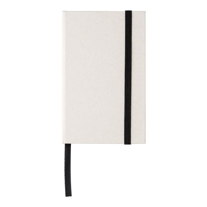 Firmengeschenk Notizbuch Bohdi – schwarz/weiss – mit Logodruck 70% r-Milchkarton 80 Blatt A6 nachhaltiges Journal für CSR-Promotions