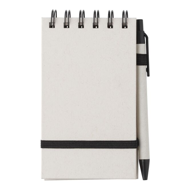 Firmengeschenk Notizbuch Martha – schwarz/weiss – mit Werbedruck 70% Milchkarton 70 Blatt A6 nachhaltiges Journal für CSR-Promotions