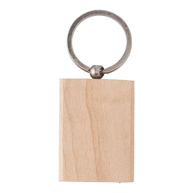 Firmengeschenk Schlüsselanhänger Woody 2 – braun – lasergraviert aus nachhaltigem Holz als Werbemittel für Firmen & Events