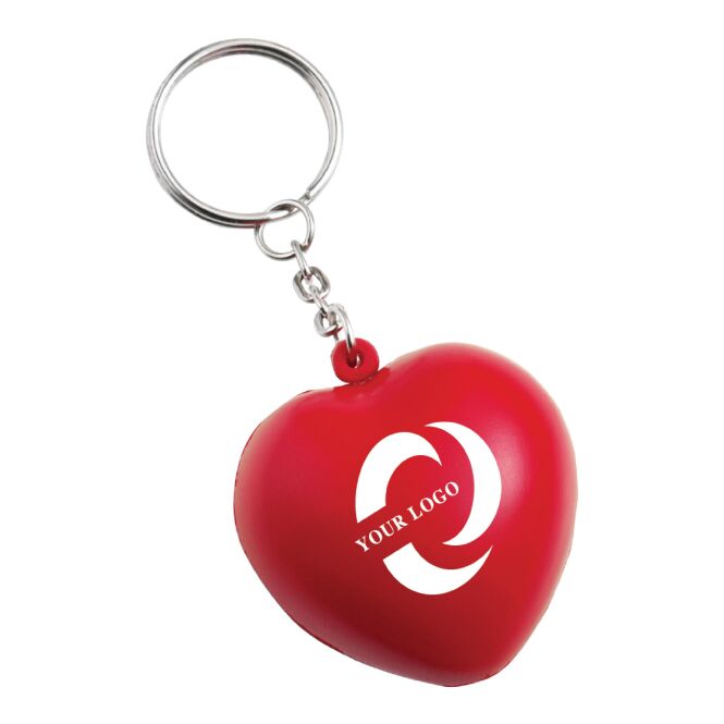 Werbegeschenk Anti-Stress Herz Love aus PU Schaum – rot – mit Logo bedruckt als praktisches Messe-Giveaway für Kunden
