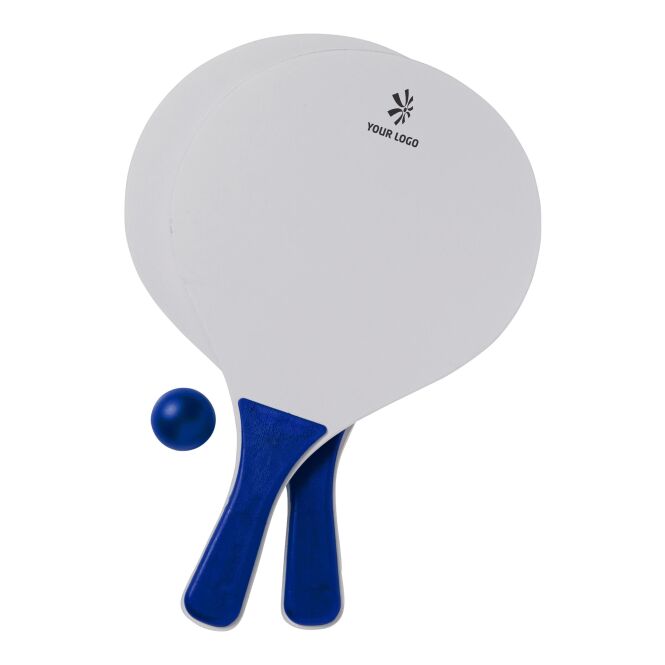 Werbeartikel Beach-Tennis-Set Bravo – rot – mit Logo bedruckt mit 2 Schlägern & 1 Ball für Strand-Promotions