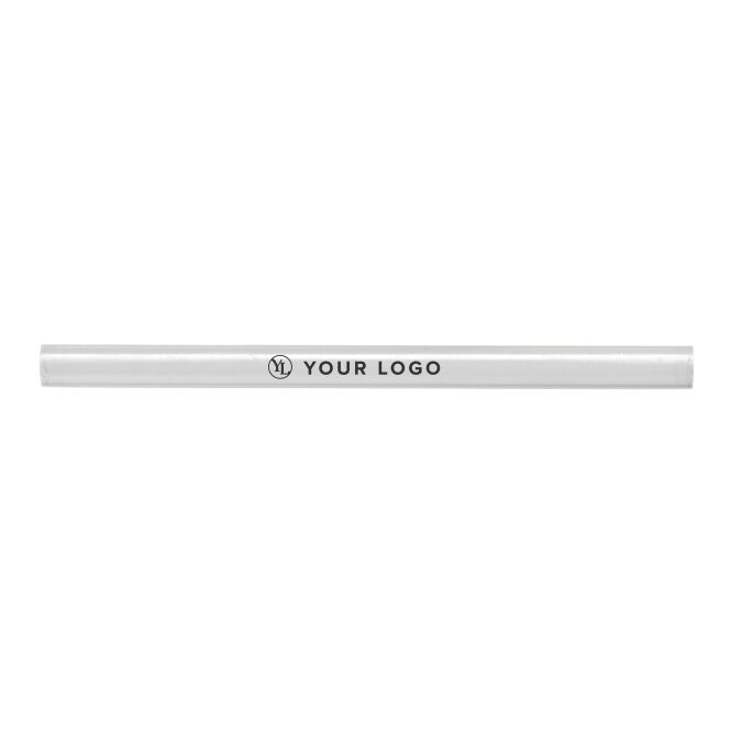 Werbeartikel Zimmermannsbleistift Memo – weiss – mit Logo bedruckt für Handwerker als Messe-Giveaway