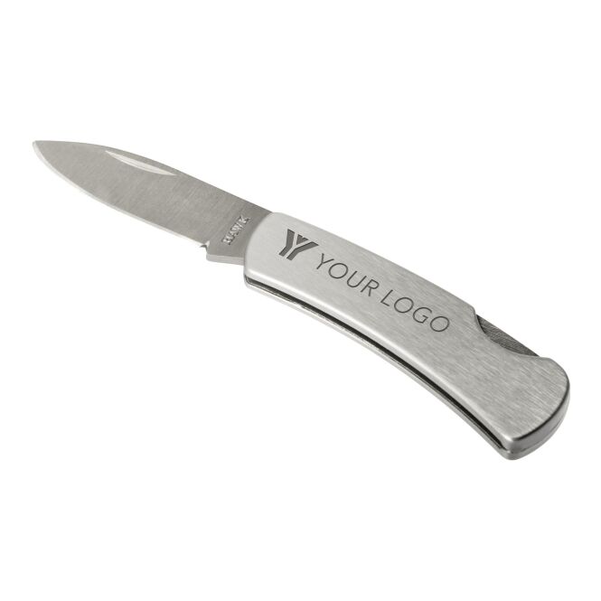 Mitarbeitergeschenk Taschenmesser Fold – silber – mit edler Gravur aus Edelstahl, klassisches Klappmesser für den täglichen Einsatz