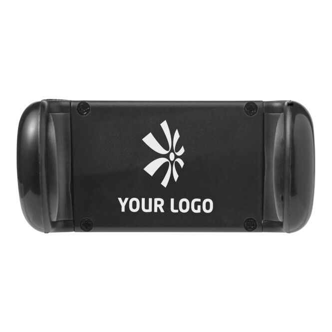 Mitarbeitergeschenk KFZ-Handyhalterung Connect – schwarz – mit Logo bedruckt 360° drehbar für die sichere Navigation