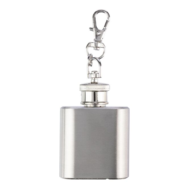 Firmengeschenk Flachmann Julia – silber – mit Logodruck 30 ml Edelstahl für den Außendienst und Geschäftspartner