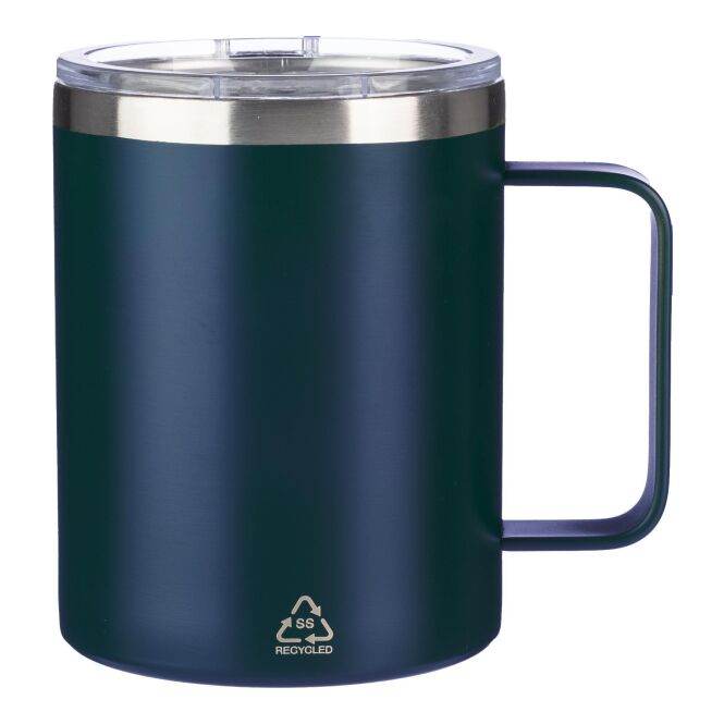 Werbeartikel Thermobecher Renate – blau – mit Logodruck 300 ml doppelwandiger Edelstahlbecher für das Mitarbeiter-Onboarding