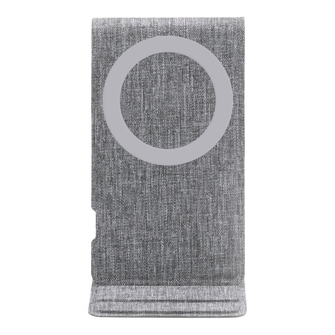 Kundengeschenk Ascend Charge Eco Handyhalter – grau – mit Logo bedruckt 15W kabelloses Laden MagSafe-kompatibel nachhaltig