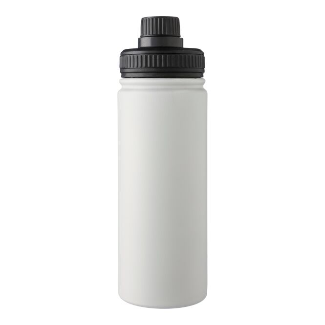 Kundengeschenk Edelstahl-Trinkflasche Tschad – weiss – mit Logodruck 500 ml vakuumisoliert doppelwandig für das Mitarbeiter-Onboarding