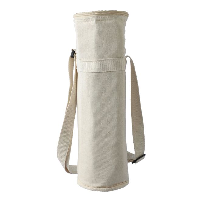 Firmengeschenk Kühltasche Eugene – beige – mit Logodruck 100% recycelte Baumwolle 270g/m2 1.5l Fassung nachhaltige Kühllösung