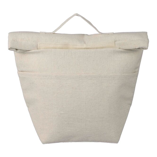 Mitarbeitergeschenk Kühltasche Faith – beige – mit Logodruck 220g/m2 recycelte Baumwolle EPE-Isolierung nachhaltige Kühltasche CSR
