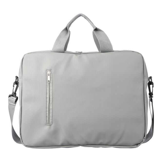 Mitarbeitergeschenk 15 Zoll Laptoptasche Floyd – grau – mit Logo bedruckt für das Mitarbeiter-Onboarding und die Büroausstattung