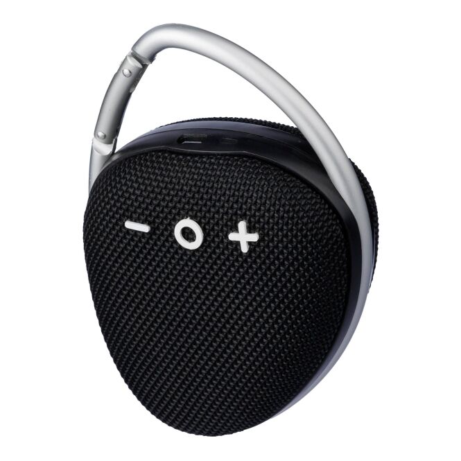 Firmengeschenk Bluetooth Lautsprecher Madison – schwarz – mit Logo bedruckt 5W 800mAh 3,5h Laufzeit für das Mitarbeiter-Onboarding