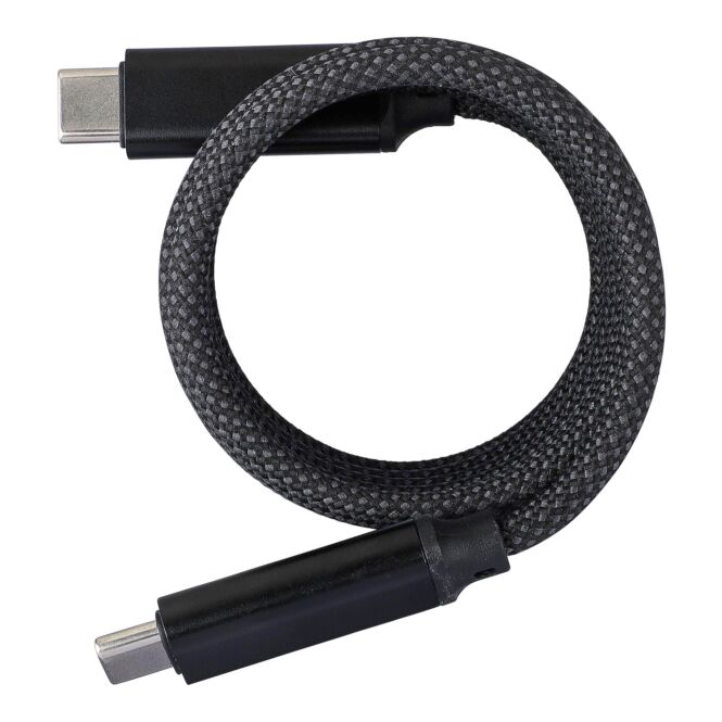 Werbeartikel Ladekabel Janet – schwarz – mit Logo bedruckt 1m USB-C auf USB-C Kabel 60W Ladeleistung für den Büroalltag