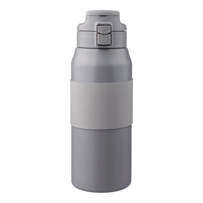 Kundengeschenk Edelstahl-Trinkflasche Katie – grau – mit Gravur 800 ml doppelwandig vakuumisoliert für das Mitarbeiter-Onboarding