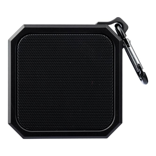 Premium-Werbeartikel Bluetooth Lautsprecher Lori – schwarz – mit Logo bedruckt, 3W, 300mAh, IPX4, USB-C, für das Homeoffice