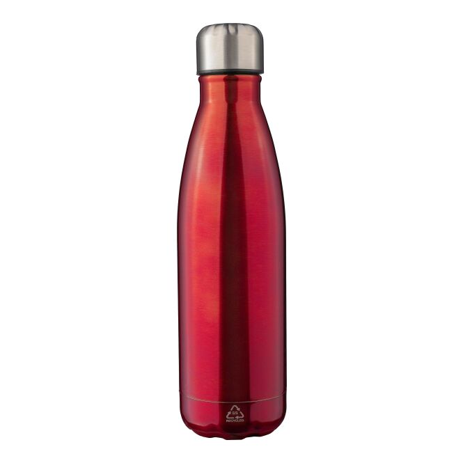 Werbeartikel Edelstahlflasche Clifford – rot – mit Logodruck 500 ml doppelwandig nachhaltig recycelter Stahl für das Mitarbeiter-Onboarding