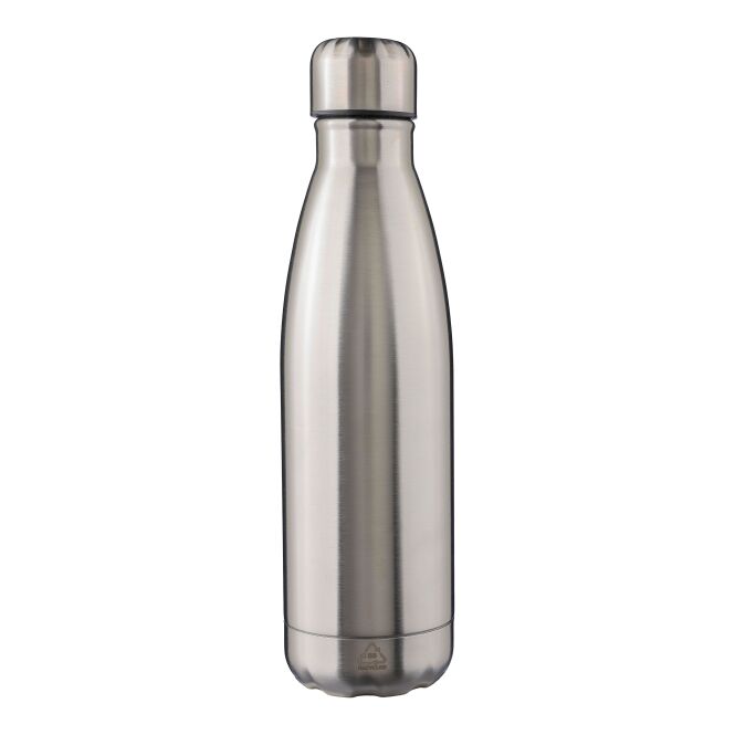 Firmengeschenk Edelstahl-Thermosflasche Clifford – silber – mit Logodruck 500 ml vakuumisoliert nachhaltig für das Mitarbeiter-Onboarding