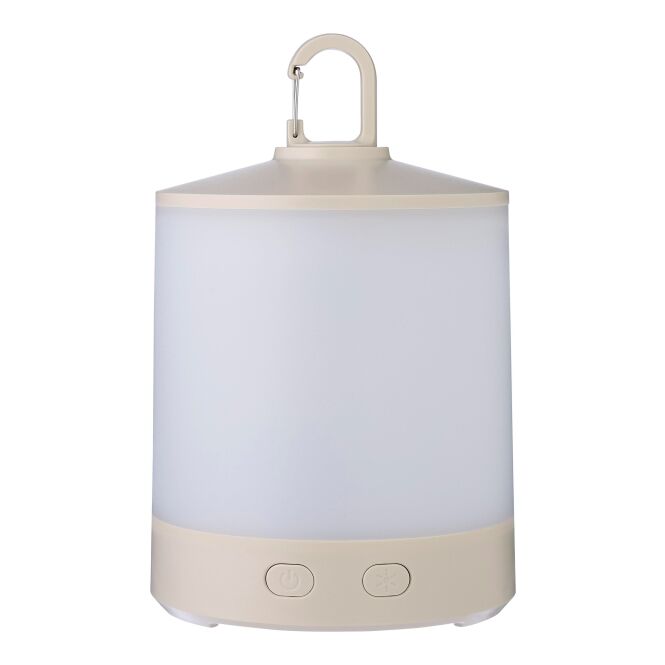 Firmengeschenk Tischlampe Araminta – weiss – mit Logo bedruckt, 800/2400mAh Akku, RGB-Campingfunktion, inkl. Ladegerät Typ C