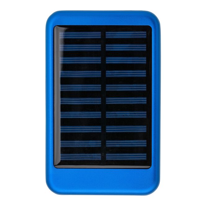 Technik-Werbemittel Solar-Powerbank Tycho – blau – mit Logo bedruckt 4.000mAh USB-C Solar-Tech für das Homeoffice
