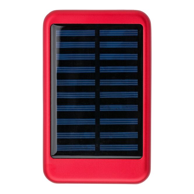 Technik-Werbemittel Solar-Powerbank Tycho – rot – mit Logo bedruckt 4.000mAh USB-C nachhaltiges Öko-Tech für den Büroalltag
