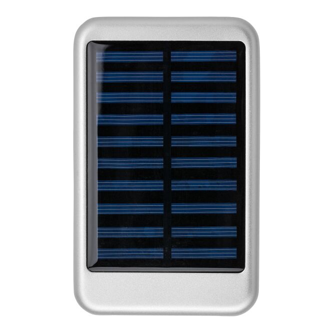 Premium-Werbeartikel Solar-Powerbank Tycho – silber – mit Gravur 4.000mAh USB-C für das Mitarbeiter-Onboarding