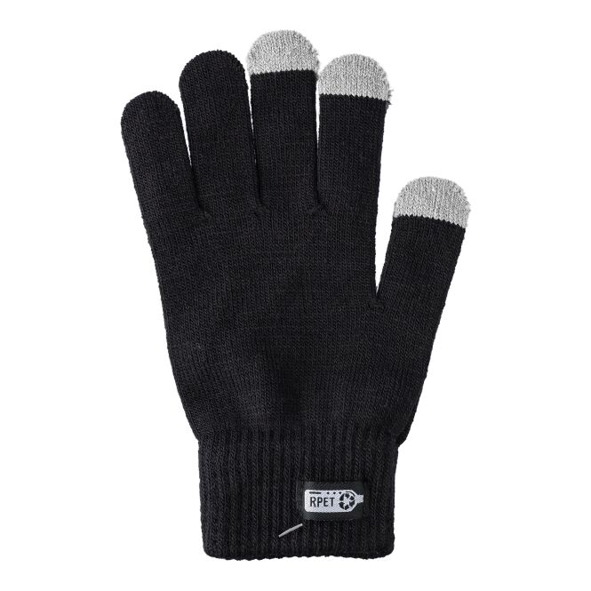 Streuartikel rPET-Handschuhe Nira – schwarz – mit Logo bedruckt für den Büroalltag
