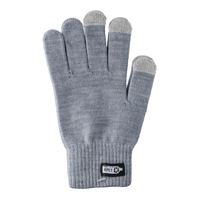 Streuartikel rPET-Handschuhe Nira – grau – mit Logo bedruckt für den Büroalltag