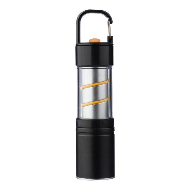 Werbeartikel Taschenlampe Vela – schwarz – mit Lasergravur 130 Lumen COB-LED Typ-C-Akku kompakter Lichtspender für Profis