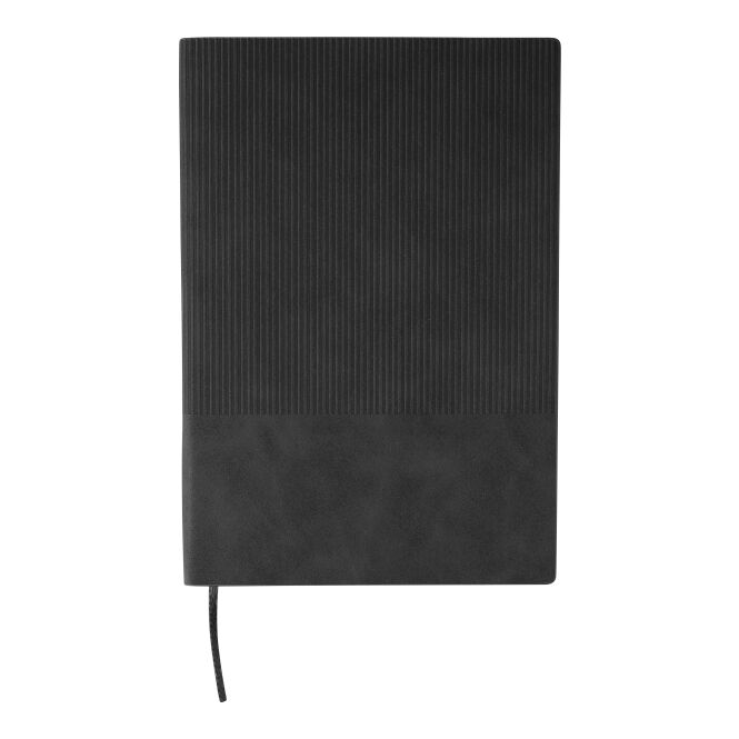 Firmengeschenk Notizbuch Elian – schwarz – mit Logo bedruckt, 100 liniertes 80g/m² Papier, A5, nachhaltiges Journal für CSR-Promotions