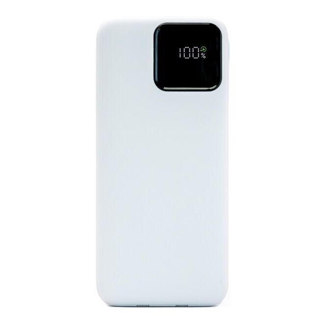 Firmengeschenk Powerbank BrandCharger Powercharge 10000 Eco – weiss – mit Logo bedruckt, 10.000 mAh, 22,5W USB-C, nachhaltig, recycelt