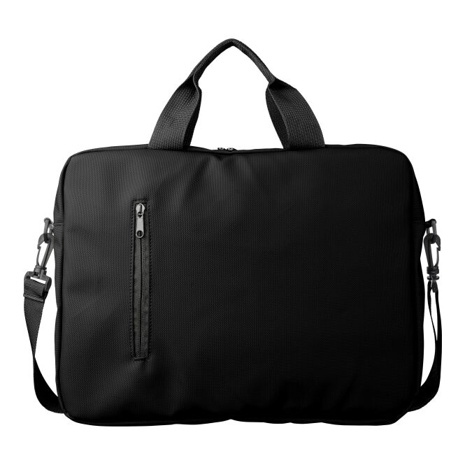 Mitarbeitergeschenk 15 Zoll Laptoptasche Floyd – schwarz – mit Logo bedruckt für das Mitarbeiter-Onboarding und die Büroausstattung