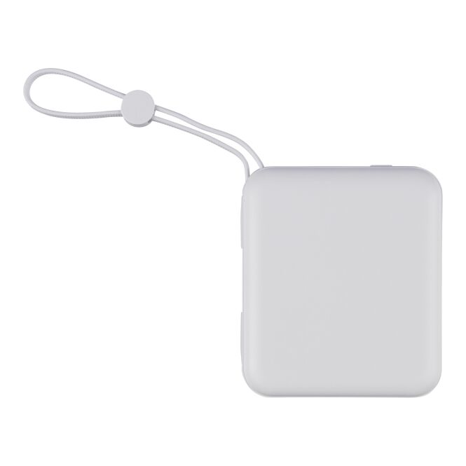 Firmengeschenk Powerbank Jona – weiss – mit Logo bedruckt 10.000 mAh 22,5W Schnellladeausgang nachhaltig für das Mitarbeiter-Onboarding