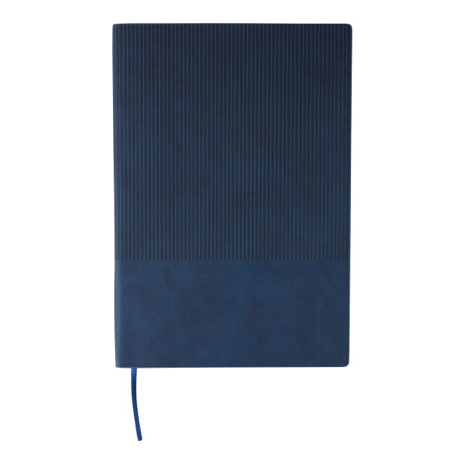 Firmengeschenk Notizbuch Elian – blau – mit individuellem Werbedruck, A5, 100 linierte Seiten, FSC-zertifiziert, nachhaltiges Journal