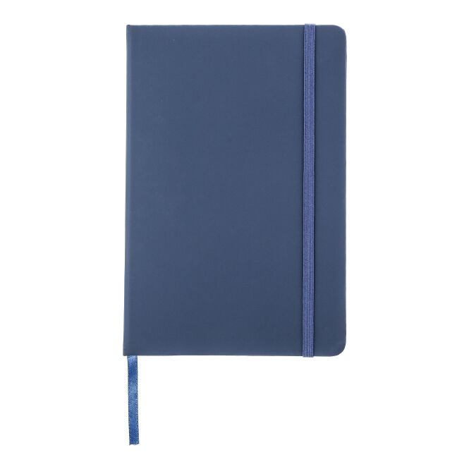 Mitarbeitergeschenk Notizbuch Bradley – blau – mit Werbedruck 96 Seiten A5 FSC-Mix 100% recyceltes PU nachhaltiges Journal CSR