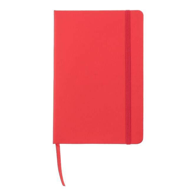 Firmengeschenk Notizbuch Bradley – rot – mit Logoprägung 100% recyceltes PU A5 96 karierte Seiten FSC-zertifiziertes nachhaltiges Journal