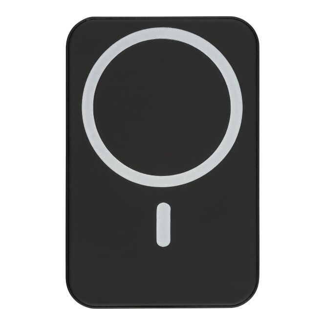Firmengeschenk Wireless Charger Meno – schwarz – mit Logo bedruckt 10.000 mAh 15W MagSafe-kompatibel für das Mitarbeiter-Onboarding