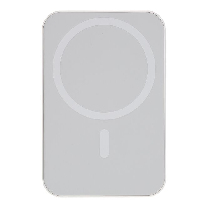 Firmengeschenk Wireless Charger Meno – weiss – mit Logo bedruckt 10.000 mAh 15W MagSafe kompatibel nachhaltig für das Mitarbeiter-Onboarding